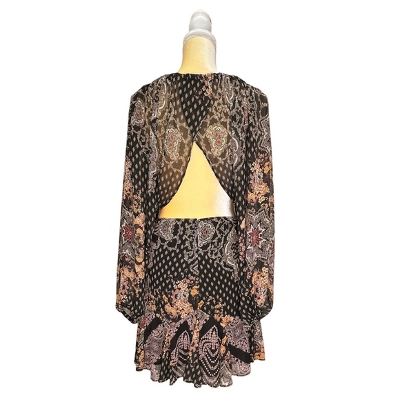 Free People Seven Wonders Dress Size Small Mini Open Back Black - Picture 5 of 9